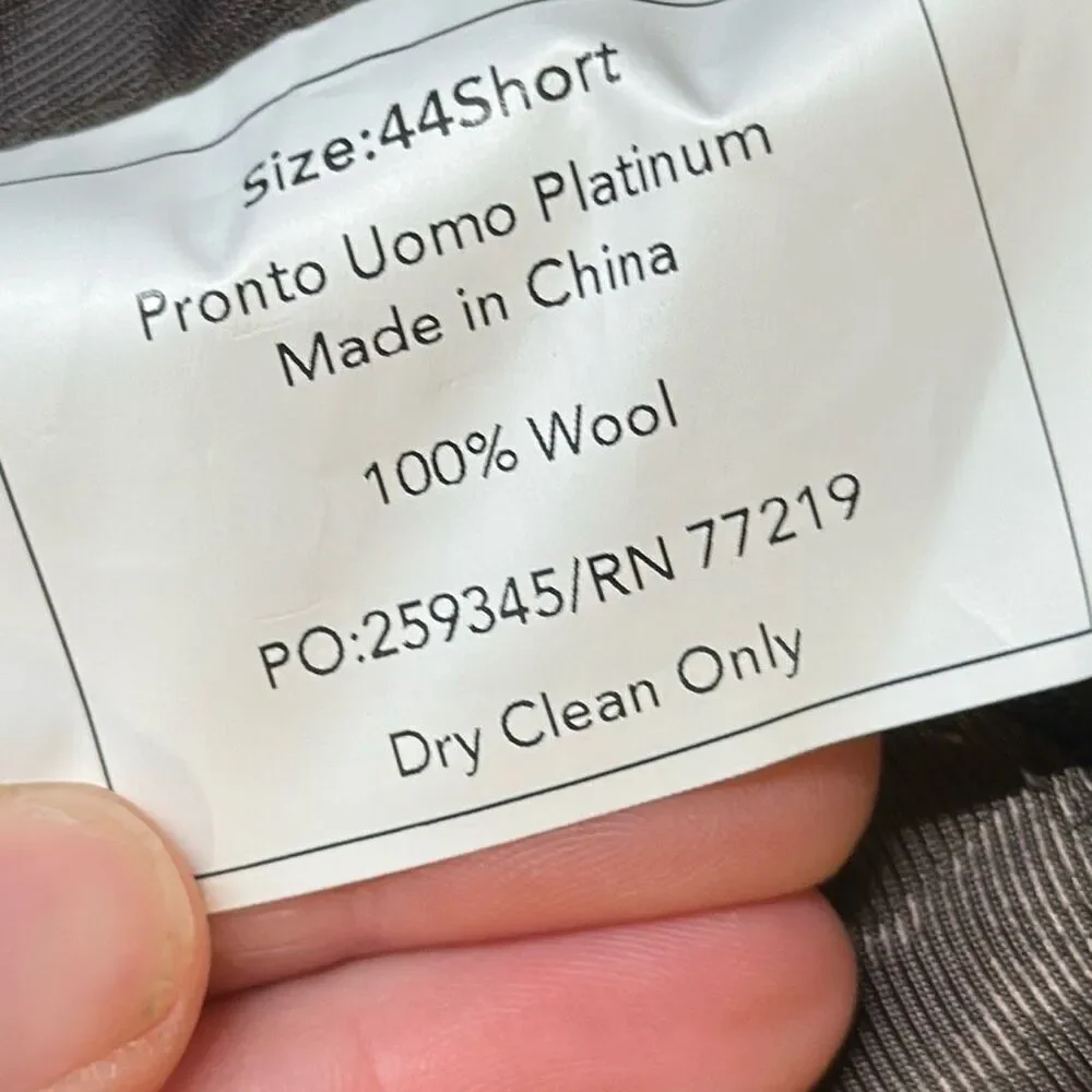 Pronto Uomo Blue Plaid Wool Sport Coat Mens 44S Two Button‎ Blazer Inner Pockets
